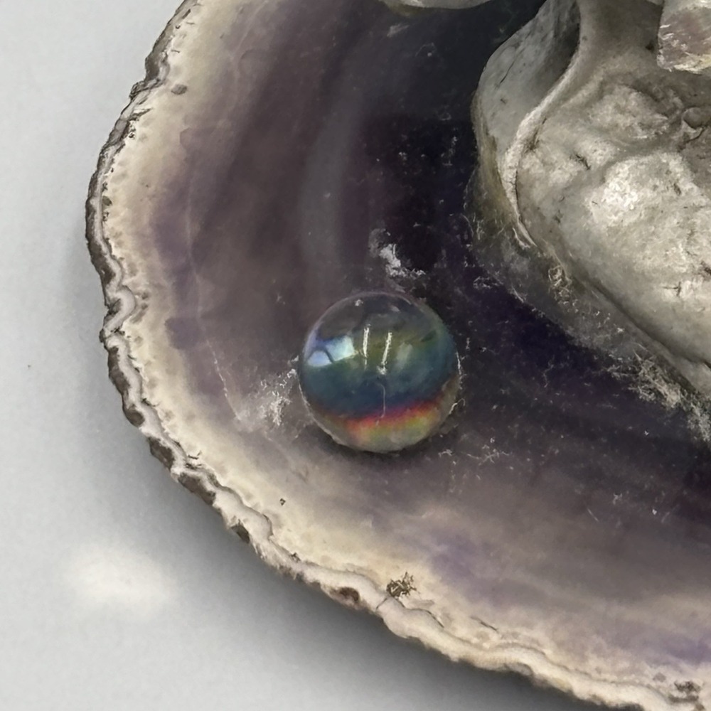 Vintage Pewter Owls On Branch with Mushrooms Figure on Purple Agate - Picture 6 of 16